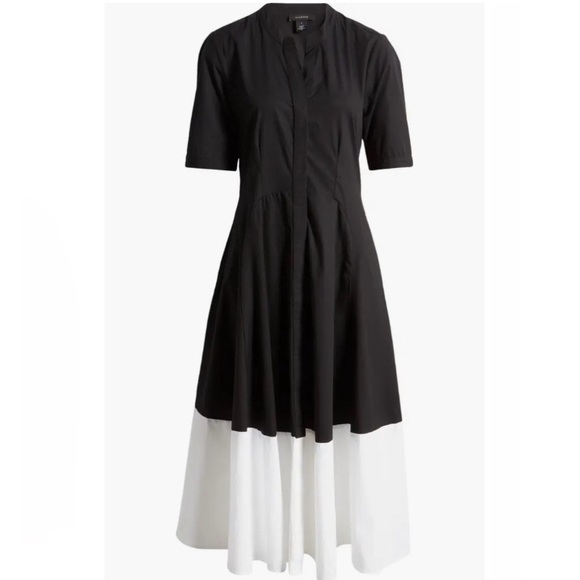 Halogen Front Seam A-Line Midi Dress Rich Black - Picture 4 of 10